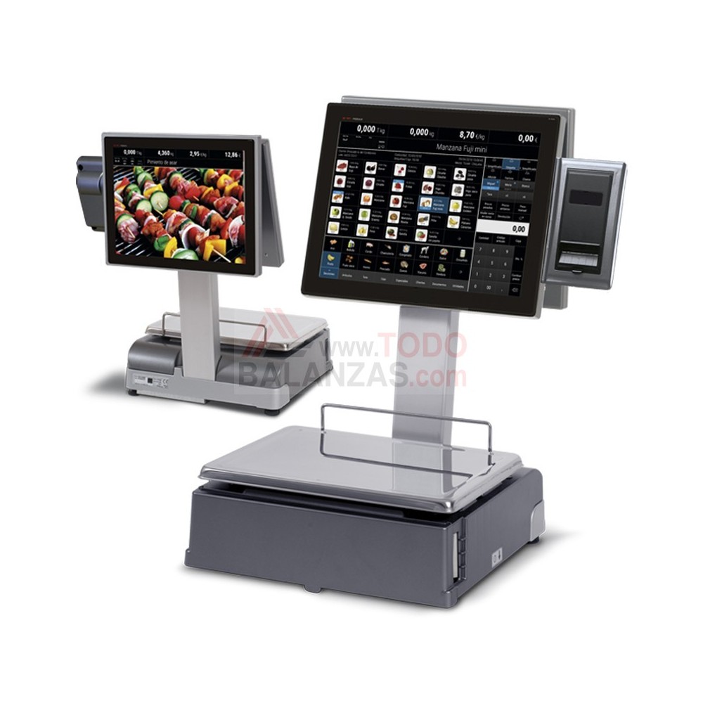 Balanza táctil QS2257WDC con 2 impresoras para etiquetas y tickets