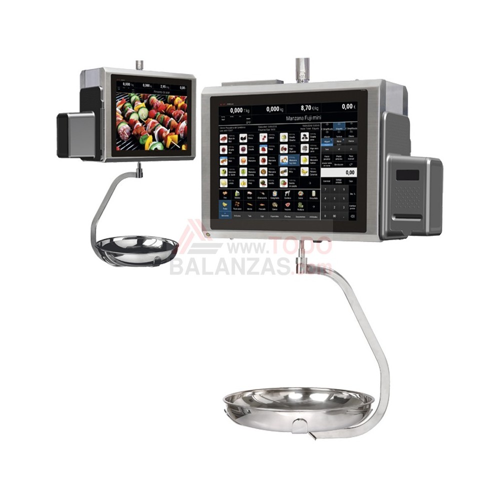 Balanza táctil colgante QS2257WC con 2 impresoras de etiquetas y tickets