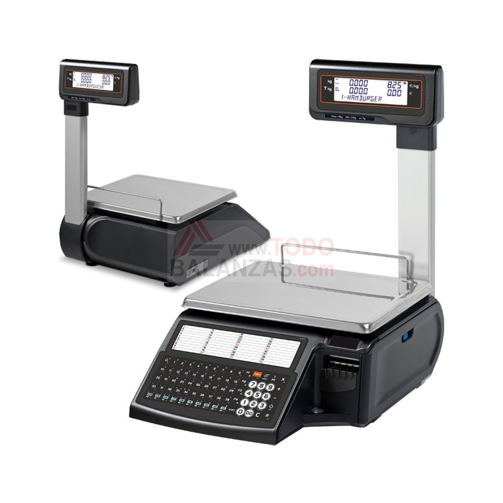 Balanza comercial sobremesa visor elevado DQ545T con impresora de etiquetas o tickets